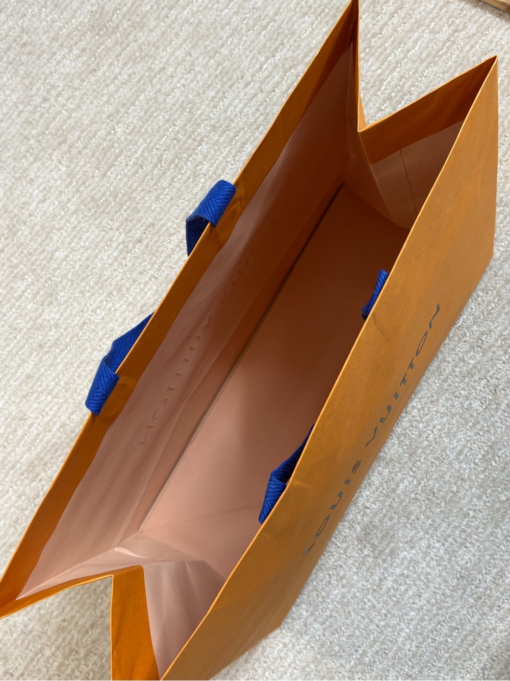 Louis Vuitton Authentic Large Orange & Blue Paper Shopping Bag 15 5/8" X 13 1/4" - Picture 7 of 9